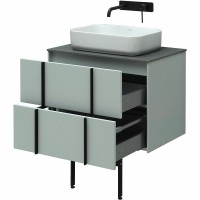 Мебель для ванной комнаты Allen Brau Reality 70 подвесная, папирус матовый, столешница графит структ, раковина Fantasy Quad 50х36 белая матовая