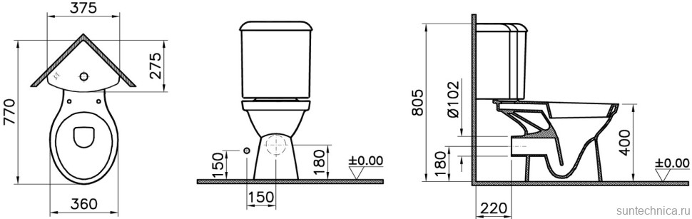 Унитаз-компакт напольный Norm Wenkel 9854B099-7200 угловой