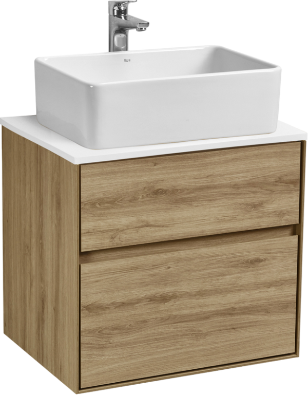 Тумба с раковиной AQUATON Либерти 60 со столешницей белый глянец, раковина Mila 35