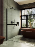 Душевая перегородка Maybahglass MGD-1418-6ш 99 см, профиль черный, стекло прозрачное