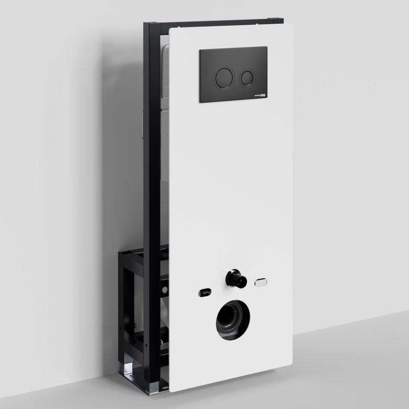 Система инсталляции для унитазов Wasserkraft Glan 66TLT.010.ME.WH.MB01 с кнопкой смыва матовой черной