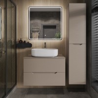 Мебель для ванной комнаты Orange Line 80 подвесная, 2 ящика, матовый латте с раковиной B07-540W