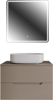 Мебель для ванной комнаты Orange Line 80 подвесная, 2 ящика, матовый латте с раковиной B07-540W