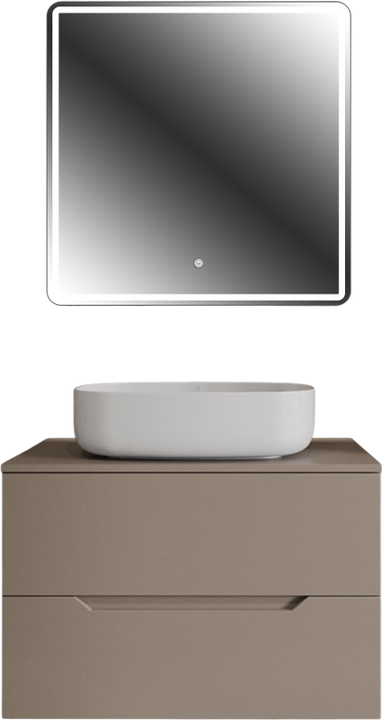 Мебель для ванной комнаты Orange Line 80 подвесная, 2 ящика, матовый латте с раковиной B07-540W