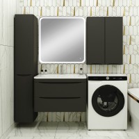 Мебель для ванной комнаты Style Line Бергамо Мини 80 Люкс Plus подвесная, антискрейтч черная, зеркало DIWO Коломна