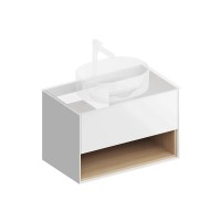 Тумба под раковину со столешницей KERAMA MARAZZI Plaza Modern 80 с ящиком и полкой, глянцевая белая