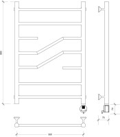 Полотенцесушитель электрический Secado Риволи 4673739241554 80x50 см, подключение справа, матовый черный, лесенка