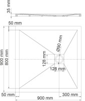 Поддон для душа Wasserkraft Dill 61T03 90x90, с сифоном