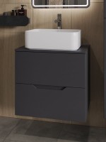 Тумба с раковиной Orange Line 60 подвесная, 2 ящика, матовый графит с раковиной B02-460W