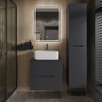 Тумба с раковиной Orange Line 60 подвесная, 2 ящика, матовый графит с раковиной B02-460W