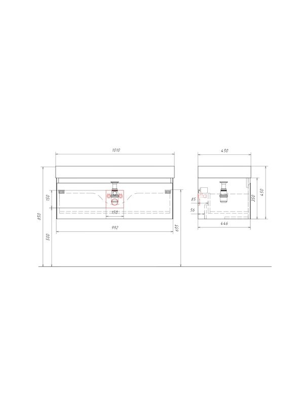 Тумба с раковиной Aqwella 5 stars Geometria 100 подвесная, 1 ящик, морская дюна