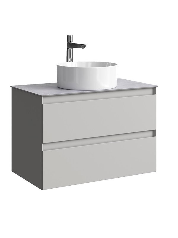 Тумба под раковину со столешницей Aqwella 5 stars Geometria 80 2 ящика, серый туман, столешница серый камень