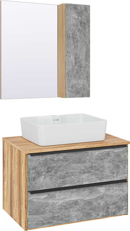 Мебель для ванной комнаты Runo Мальта 70 дуб, серая, раковина Lavello 50