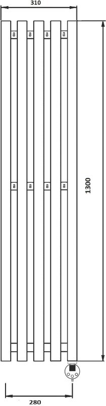 Полотенцесушитель электрический Secado Бергамо 5К 1300х280 130x30 см, подключение справа, хром, I-образный