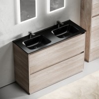 Мебель для ванной комнаты Sancos Libra Floor 120 дуб галифакс натуральный, двойная черная раковина CN7004MB
