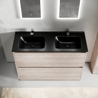 Мебель для ванной комнаты Sancos Libra Floor 120 дуб галифакс натуральный, двойная черная раковина CN7004MB