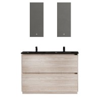 Мебель для ванной комнаты Sancos Libra Floor 120 дуб галифакс натуральный, двойная черная раковина CN7004MB