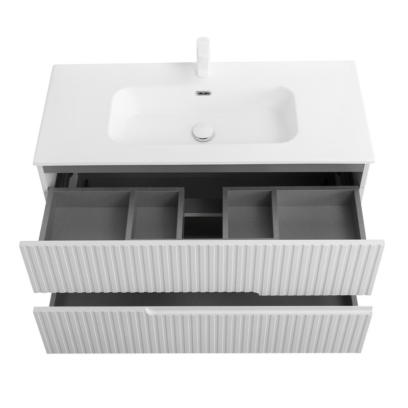 Мебель для ванной комнаты Cezares Duet 100 ясень белый софт, раковина Cezares CZR-8095-100