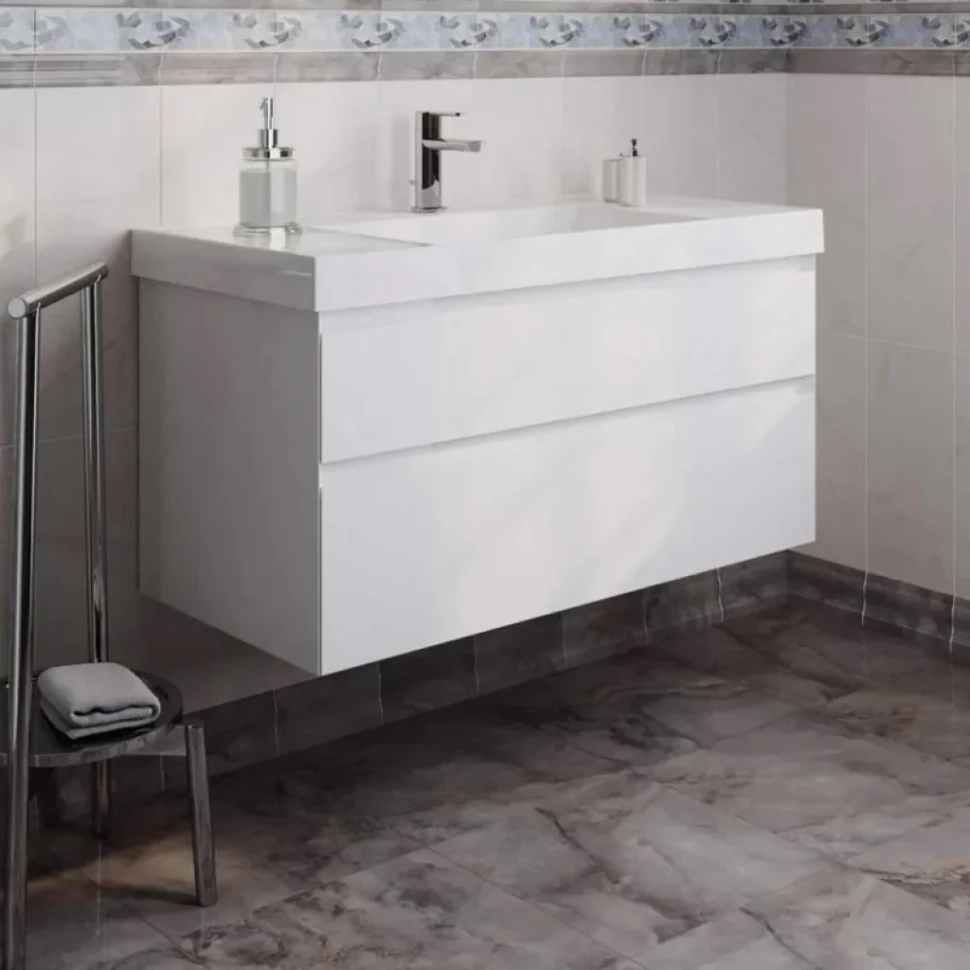 Мебель для ванной комнаты KERAMA MARAZZI Cubo 100 подвесная, белая матовая
