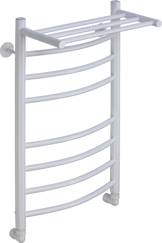 Полотенцесушитель водяной Comfysan Noumi W-8 80х40 80x45 см, матовый белый, лесенка, с полкой
