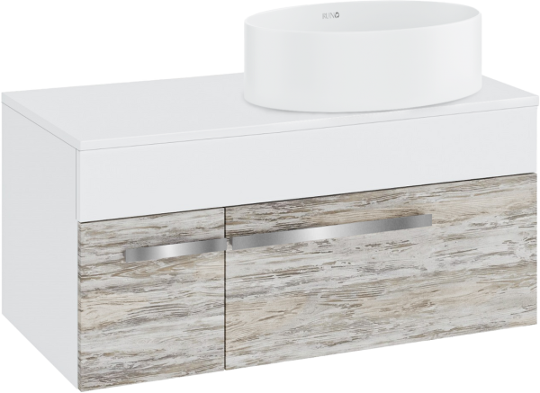 Тумба с раковиной Runo Вудлайн 100 подвесная, скандинавский дуб, раковина Ovale 50