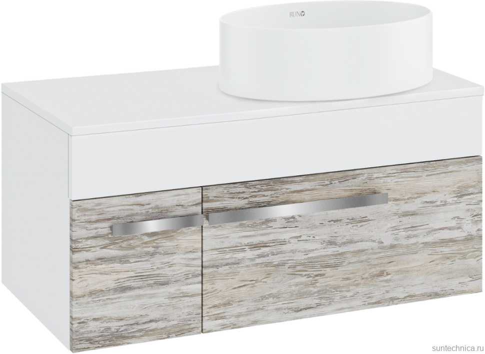 Тумба с раковиной Runo Вудлайн 100 подвесная, скандинавский дуб, раковина Ovale 50