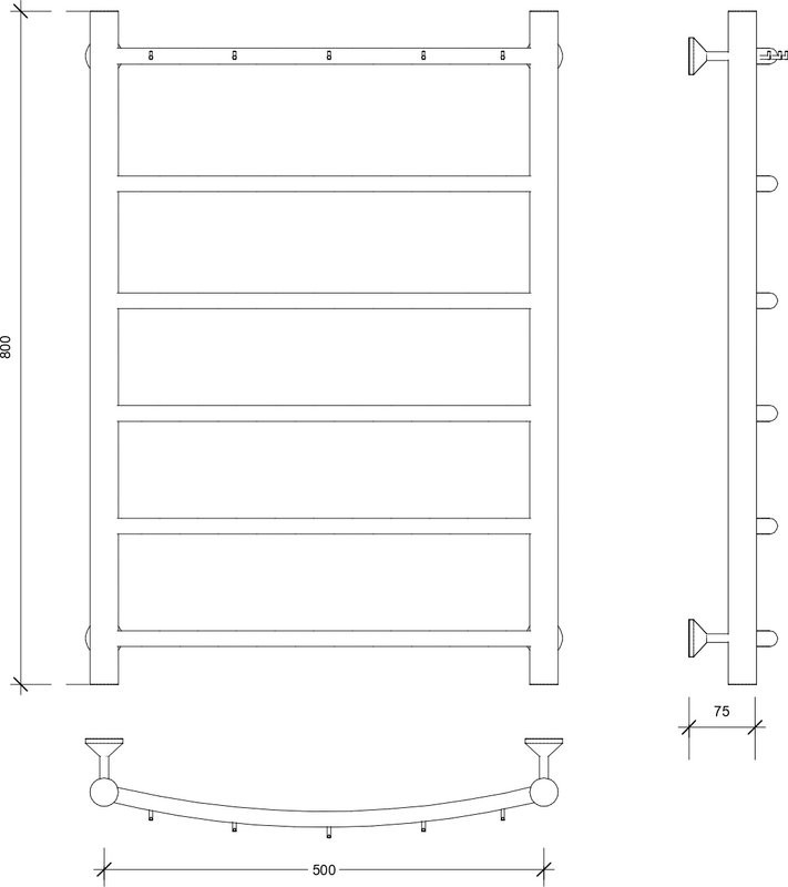 Полотенцесушитель водяной Secado Милан 1 К 80x55 см, графит, лесенка