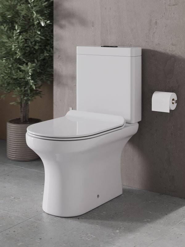 Унитаз-компакт напольный Agger AT04000 безободковый, с микролифтом