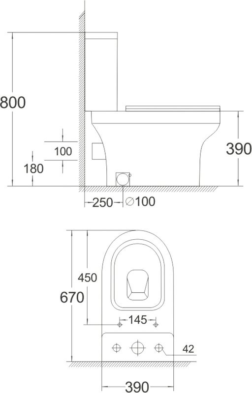 Унитаз-компакт напольный Agger AT04000 безободковый, с микролифтом