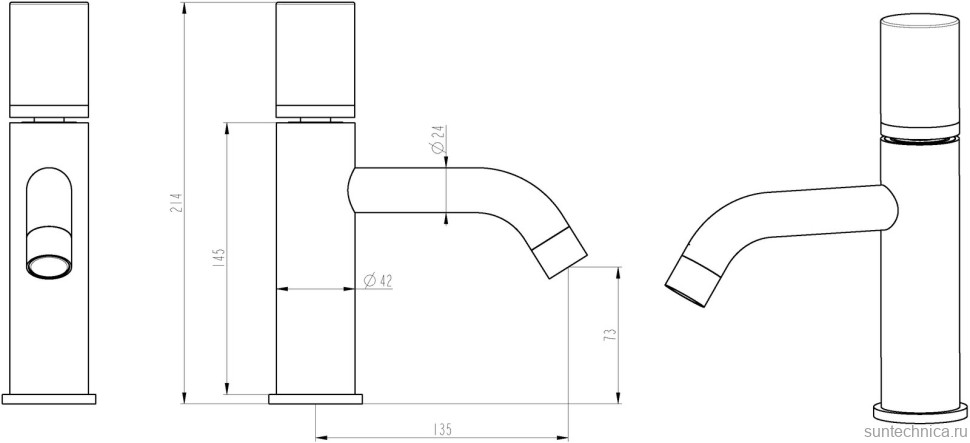 Смеситель для раковины Boheme Stick 121-GCR gold diamond chrome