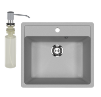 Мойка кухонная Ulgran U-104 342 графитовая + дозатор U-01 графит Мойка кухонная Ulgran U-104 342 графитовая + дозатор U-01 графит