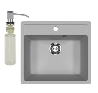 Мойка кухонная Ulgran U-104 342 графитовая + дозатор U-01 графит Мойка кухонная Ulgran U-104 342 графитовая + дозатор U-01 графит