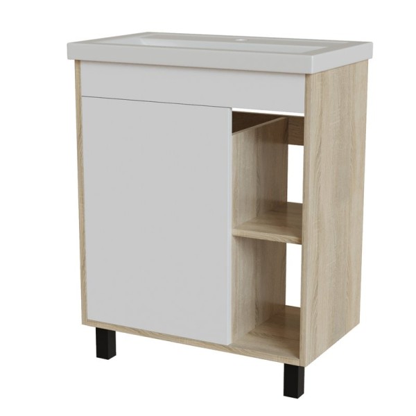 Тумба д/ванной "МИЛТОН-70" Дуб сонома/белый под рак. Фостер 70 (Kirovit) (ЛДСП /ПВХ)