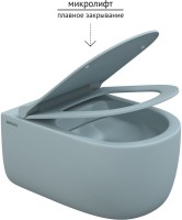 Унитаз подвесной Berges Ego XL Rimless 083229 с микролифтом, матовый голубой
