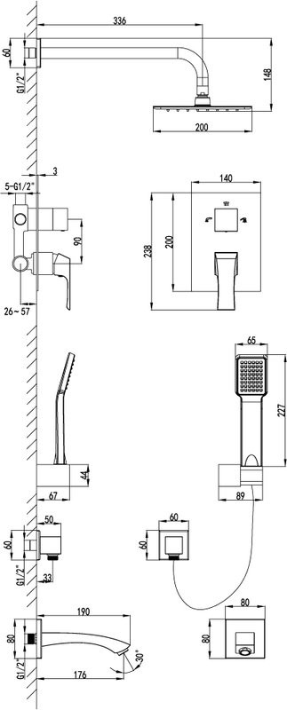 Душевой комплект Lemark Unit LM4522C С ВНУТРЕННЕЙ ЧАСТЬЮ