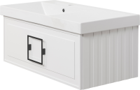 Тумба с раковиной La Fenice Cubo 90 L, белая, ручка черная
