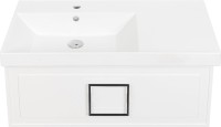 Тумба с раковиной La Fenice Cubo 90 L, белая, ручка черная
