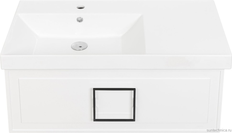 Тумба с раковиной La Fenice Cubo 90 L, белая, ручка черная