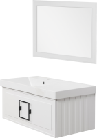 Тумба с раковиной La Fenice Cubo 90 L, белая, ручка черная