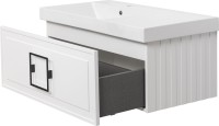 Тумба с раковиной La Fenice Cubo 90 L, белая, ручка черная