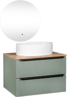 Мебель для ванной комнаты Runo Орлеан 70 зеленая, дуб натуральный, раковина Ovale 50