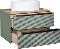 Мебель для ванной комнаты Runo Орлеан 70 зеленая, дуб натуральный, раковина Ovale 50