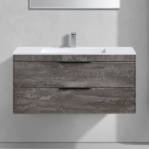 Тумба с раковиной Vincea Chiara 2D 100, 2 ящика, камень, с белой раковиной