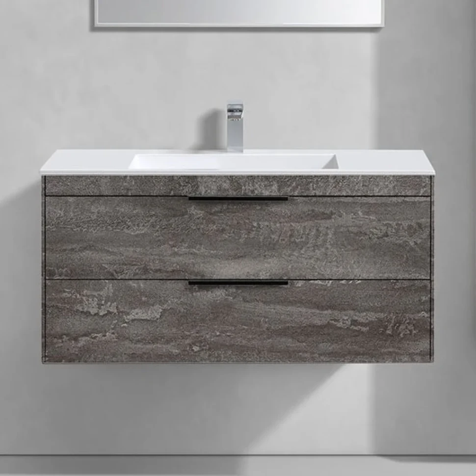 Тумба с раковиной Vincea Chiara 2D 100, 2 ящика, камень, с белой раковиной