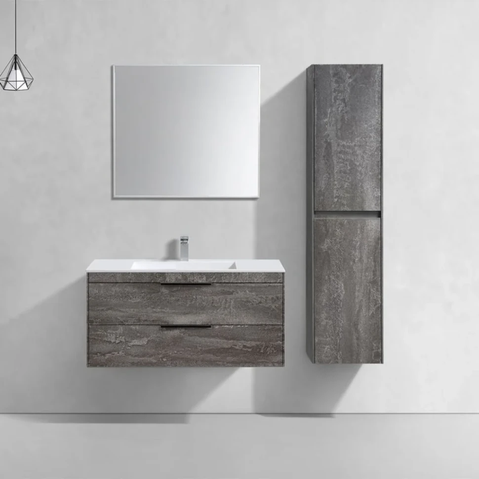 Тумба с раковиной Vincea Chiara 2D 100, 2 ящика, камень, с белой раковиной