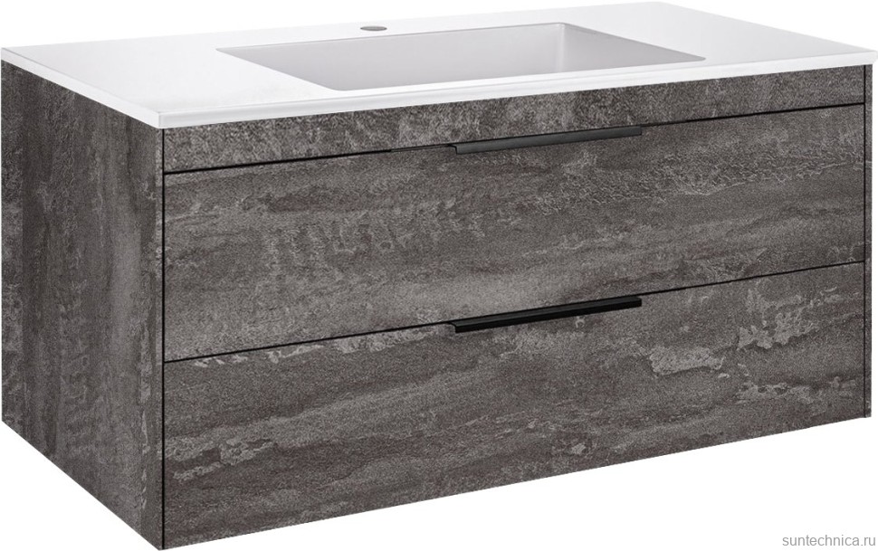 Тумба с раковиной Vincea Chiara 2D 100, 2 ящика, камень, с белой раковиной