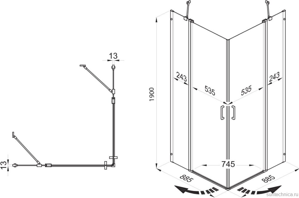 Душевой уголок Triton Тау -Блэк Щ0000054036 90х90