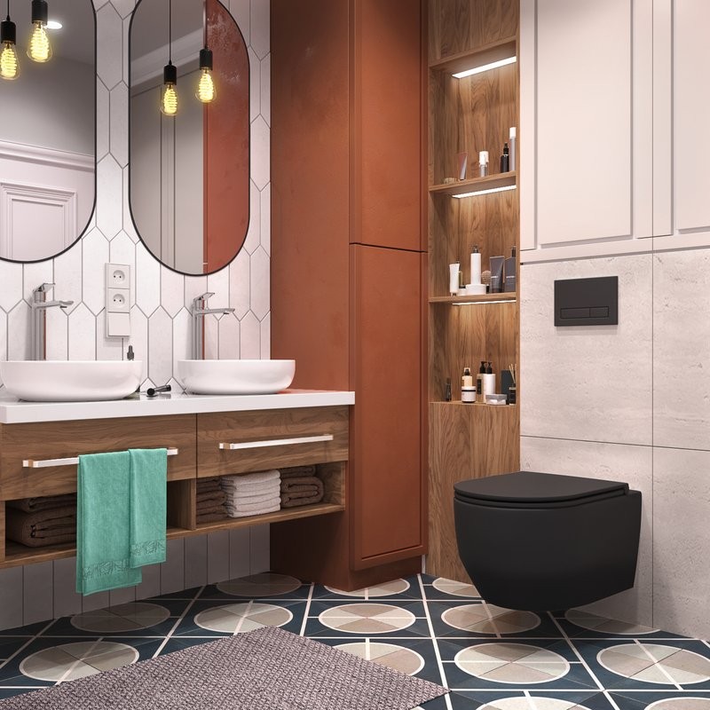 Унитаз подвесной Wellsee Croquis 182613001 безободковый, с микролифтом, матовый черный