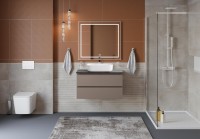 Тумба под раковину со столешницей BelBagno Kraft 90 подвесная, матовая бежевая, столешница kep-90-mno