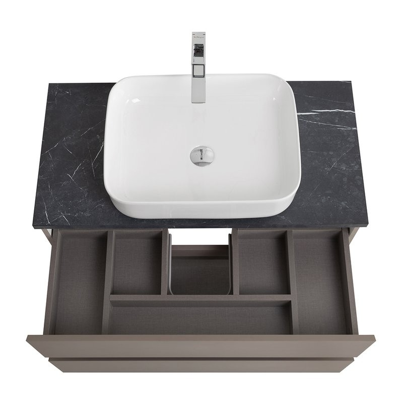 Тумба под раковину со столешницей BelBagno Kraft 90 подвесная, матовая бежевая, столешница kep-90-mno